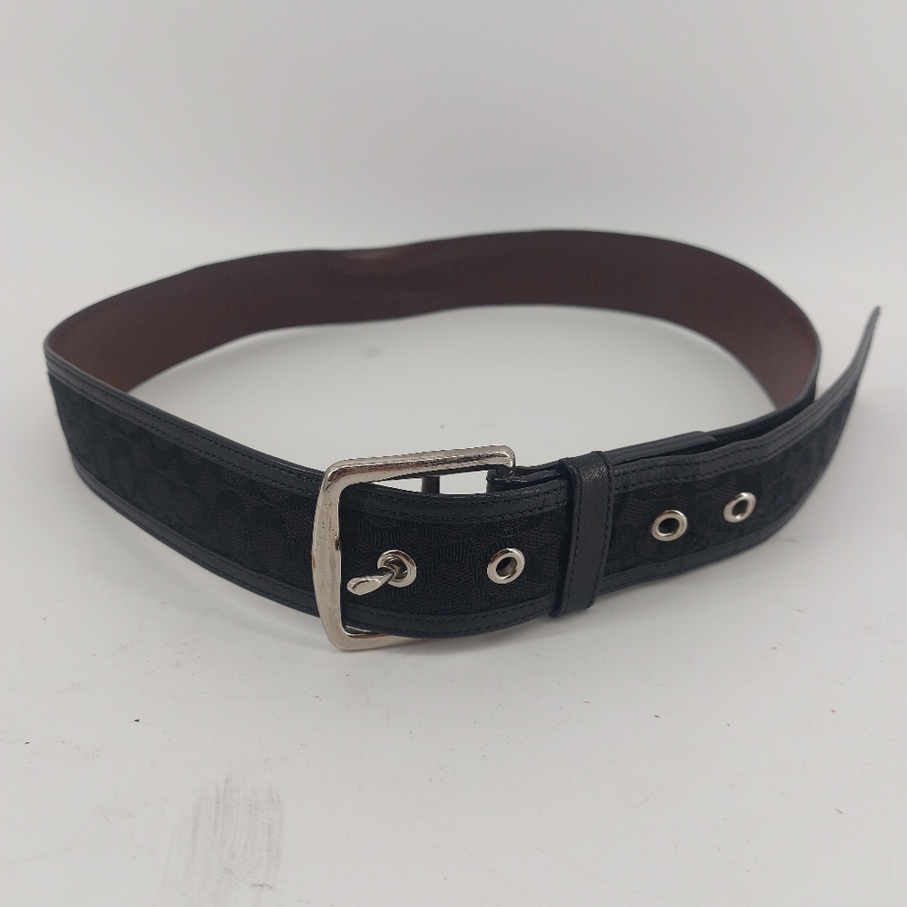 Coach Monogram 1.5" Belt Black Monogram Leather